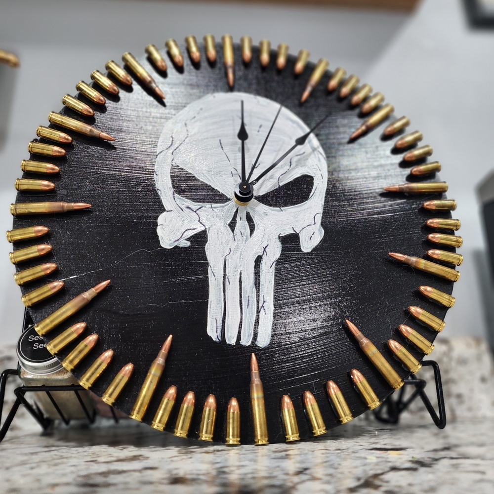 Black and Gold Skull Wall Clock